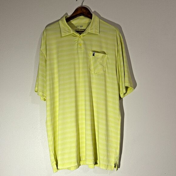 Black Clover Mens Polo Shirt XXL Golf Tech Performance Yellow Stripe Live Lucky - Picture 2 of 10